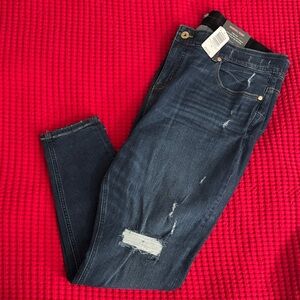 Torrid Dark Blue Distressed Bombshell Skinny Jeans